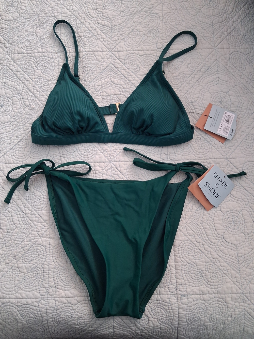 Shade & Shore Emerald Green Tie-Side Bikini Set
